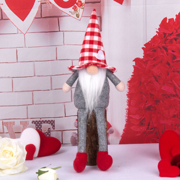 Röd Valentine Gnome fylld docka Skapa Sweet Warn Valentine-atmosfär för pojkvän Flickvän Par Present - high quality female