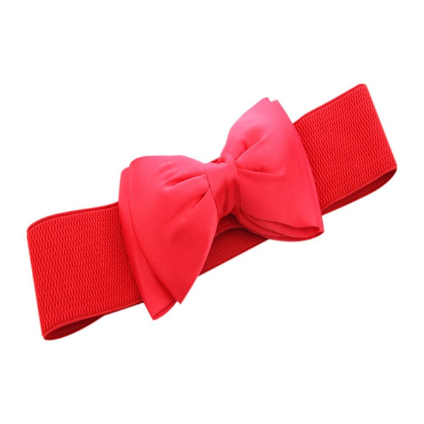 Brett elastiskt bälte Bowknot chiffong midjeband RÖD - spot sales red