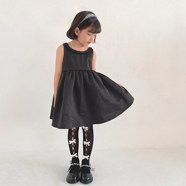 Girl Tights e Bow Hollow Lace Girl sukat - korkealaatuisia black with white S