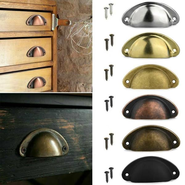 12 st Cup Pull Shell Handtag Half Moon Köksskåp Låda - high quality Yellow bronze 12pcs