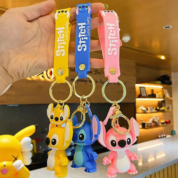 Anime Disney Stitch avaimenperä e Doll Avaimenperä Fashion Couple Bag Blue - varastossa Yellow