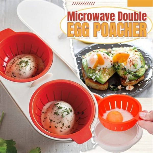 Double Cup Egg Cooker Mikroaalto Muovinen Egg Poacher Egg Cup - spot-myynti Orange