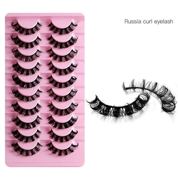 10 Pairs Lashes DD Curl Russian Volume Mink Hair Falske øyevipper - high quality