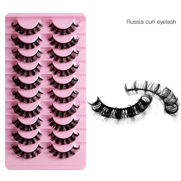 10 Pairs Lashes DD Curl Russian Volume Mink Hair Falske øyevipper - spot försäljning