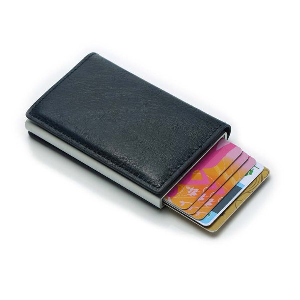 RFID-Safe-nahkatakin korttiteline liukuu eteenpäin Musta - varastossa Royla blue