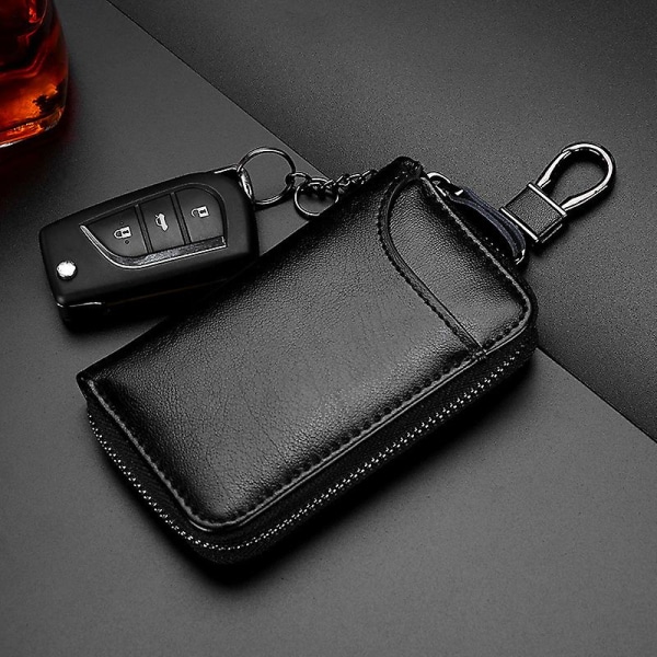 Bilnyckelhållare i läder Plånbok Case Fodral Dragkedja kvinnligt case - stock