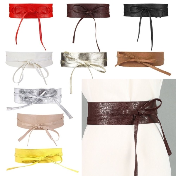 Kvinnor bälte för klänning Läder bowknot breda bälten - spot sales White