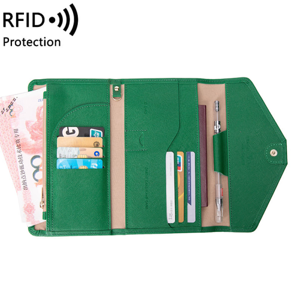 Reseplånbok Läder Passhållare Svart resedokumentplånbok med 8 krediter RFID-blockerande cover Kortfack Smal plånbok - high quality Dark green