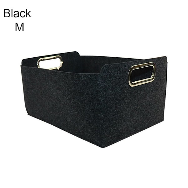 Filt Förvaringskorg Kläder Organizer Diverse Behållare SVART M - stock Black M