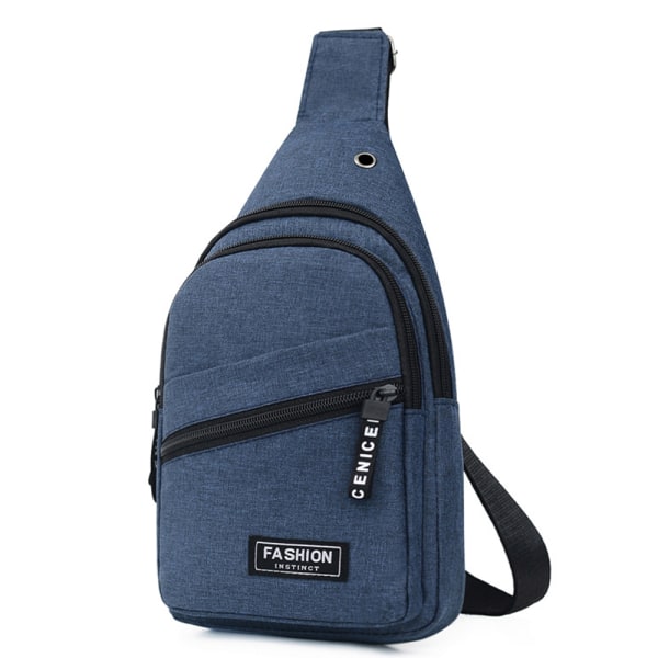 Män Dragkedja Dubbellager Bröstväska Outdoor Travel Shoulder Bag - on stock blue