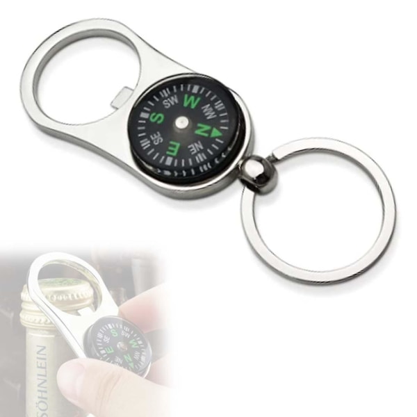 Kompass Flasköppnare Nyckelring Metall Öl Flasköppnare Nyckelring Multifunktionell Mini Kompass Nyckelring Present 2st - spot försäljning