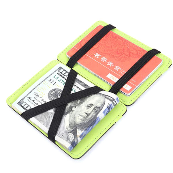 Herr PU-läder Magic plånbok Pengaklämmor Slim plånbokshållare Thi - on stock Green