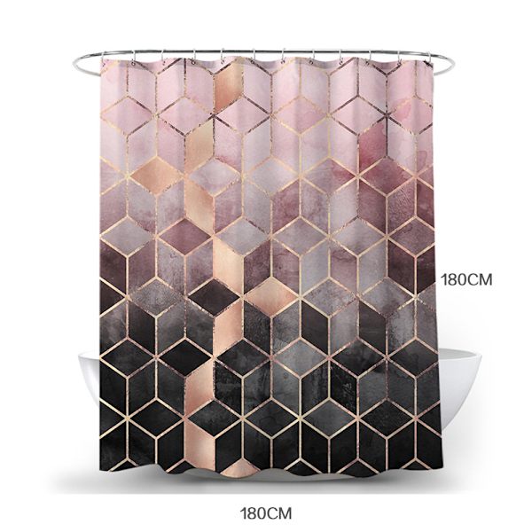 Modern geometrisk grafisk printed vattentät duschdraperi - on stock #3 180*180cm