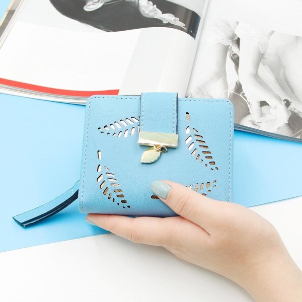 plånbok mobilplånbok plånboks kortplånbok dam PU Läder - stock blå