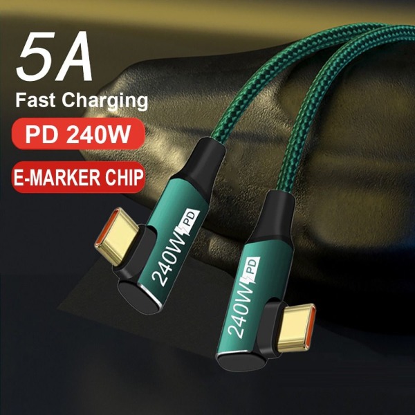 USB C Snabbladdningskabel PD 240W GRÖN 0,5M - on stock Green 0.5m