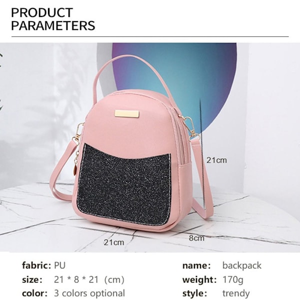 Mode Kvinnor Paljetter Mini Ryggsäck PU Läder rosa - stock rosa