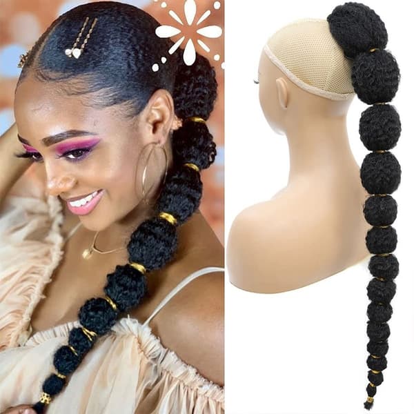 Long Braided Ponytail Extension Bubble Ponytail Braid LIGHT - spot-myynti Light Brown&Gold 4-4