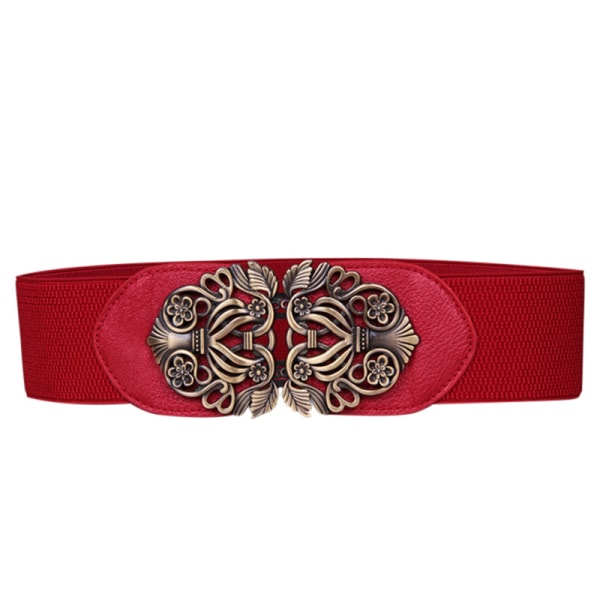 Damblomma brett bälte för klänning Stretch midjebälte Midjeband - on stock Red