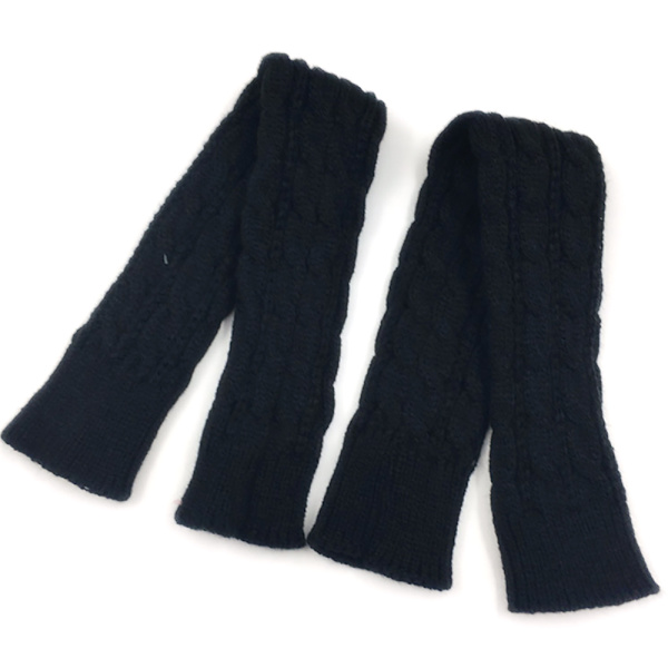 Män Kvinnor Sticka ärm Handskar Handleden Armvärmare Fingerless - high quality Black