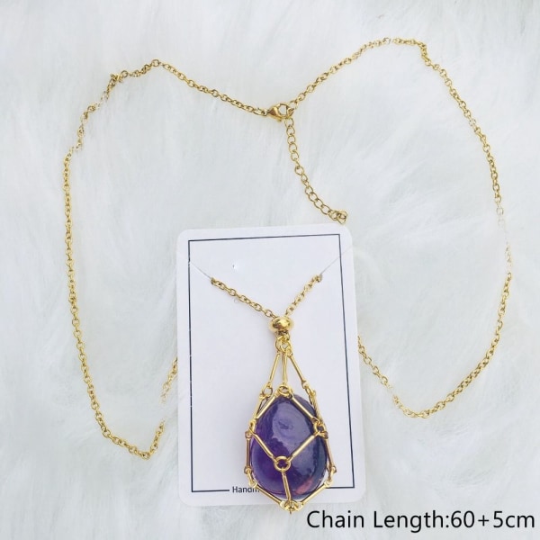 Crystal Holder Cage Kaulakoru Crystal Net Metal Kaulakoru GOLD - korkea laatu Gold Lapis Lazuli-Lapis Lazuli
