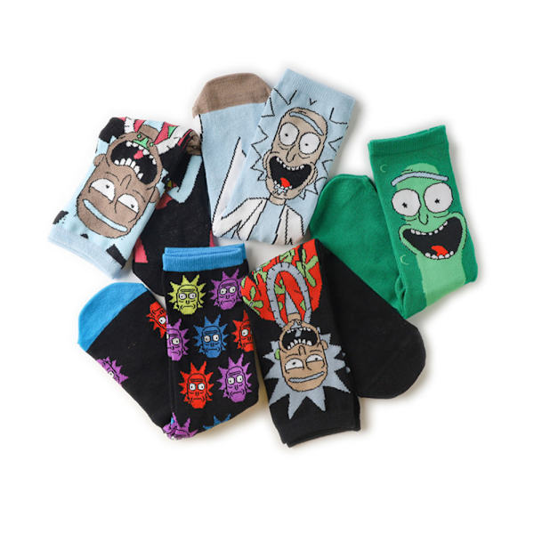 1 pari Rick and Morty Mr. Meeseekin kuvioidut miesten sukat - laadukkaat D