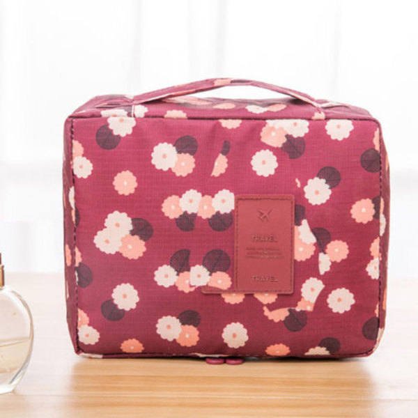 Rese-toalettväska Makeup Case Förvaringsväska Bärbar - high quality Watermelon Red Daisies