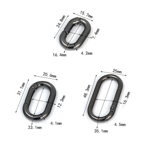 5 st fjäder ovala ringar Väska Bältesspännen SVART 31,1X20,6MM - spot försäljning Black 31.1x20.6mm