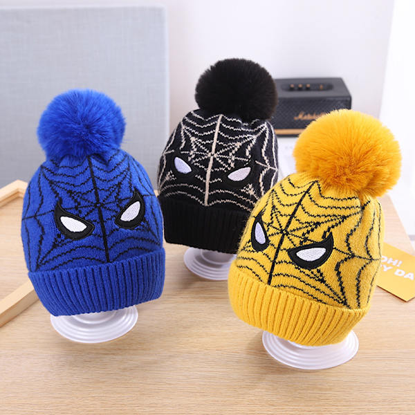 Spiderman neulottu hattu lapsille talvihattu Pompom Paksu lippis - laadukas blue