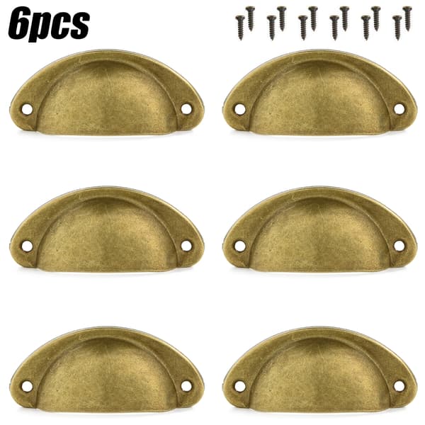 12 st Cup Pull Shell Handtag Half Moon Köksskåp Låda - high quality Yellow bronze 12pcs
