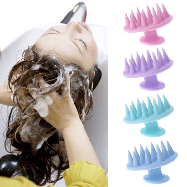 Silikon Scalp Massager Hair Comb Brush BLÅ - on stock blue