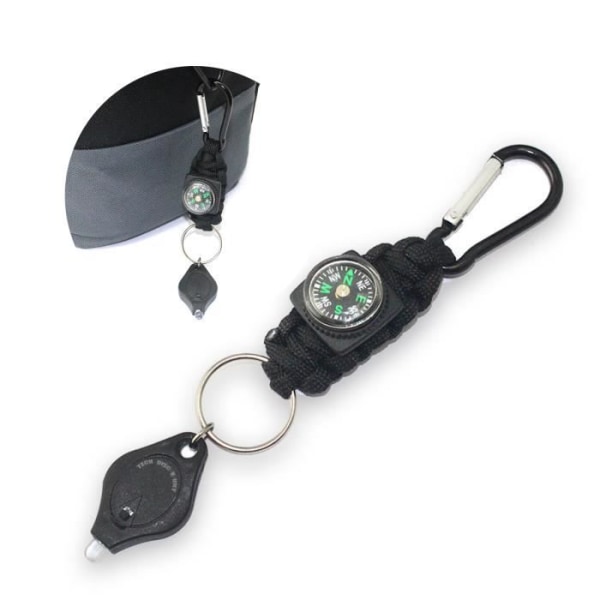TD® multifunktions survival karbinhake kit krok tillbehör Led ficklampa nyckelring ficka kompass rep överlevnad visselpipa - spot försäljning