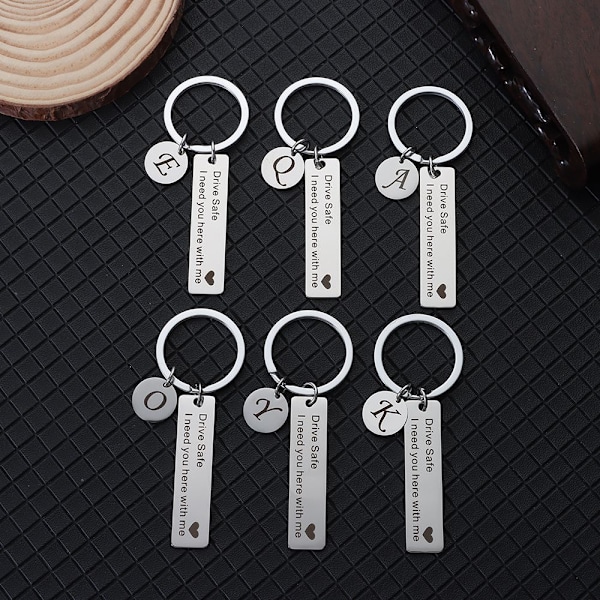 Drive Safe Keychain A-Z 26 Initials Letters Keychain - spot-myynti