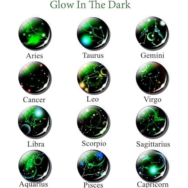 12 Constellation Glow In The Dark Creative Galaxy nyckelring, - stock H