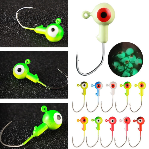 20 kpl pyöreä lyijypää Koukkujigging syötti 2,5 CM 0,8 GLUMINÖST - korkea laatu 2.5cm 0.8gluminous