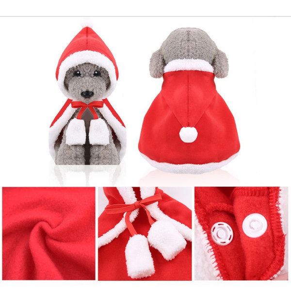 Christmas Pet Cat Dog Cloak Red Hat Christmas Dress Up Cat Cloak - high quality S