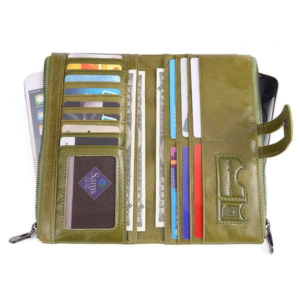 Damplånbok Läderväskor Bifold Multi Card Organizer Damer - spot försäljning Grün