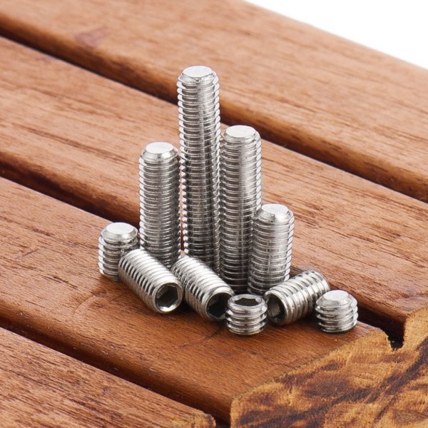 100 kpl Grub Screw Socket Screw Flat End Machine Screw - korkea laatu