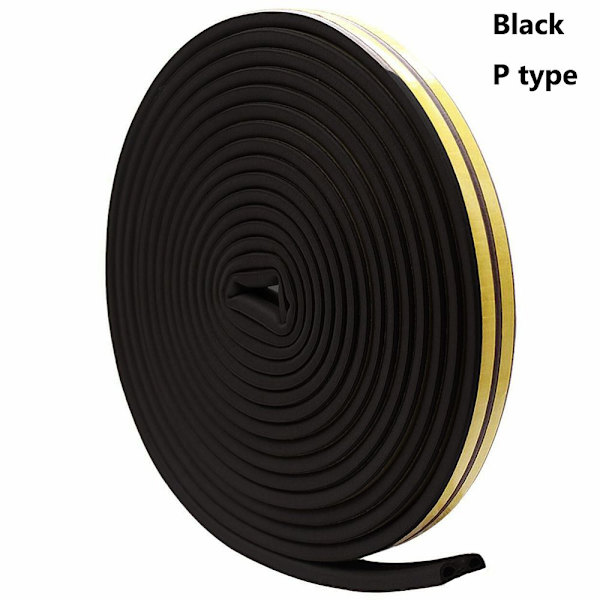 5 / 10m Tätningsremsa Fönster Dörr Utdragsslutare SVART 5M P - stock Black 5m-P