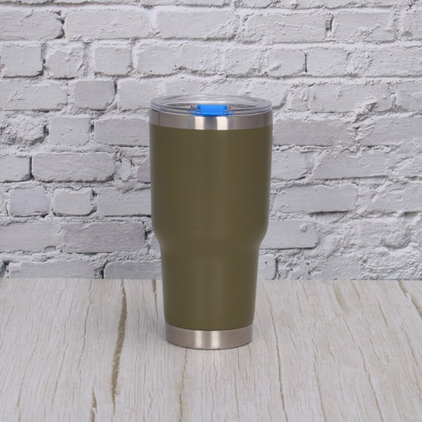 30 oz rostfritt stål vakuumisolerad tumbler med MagSlider lock - stock Highlands Olive