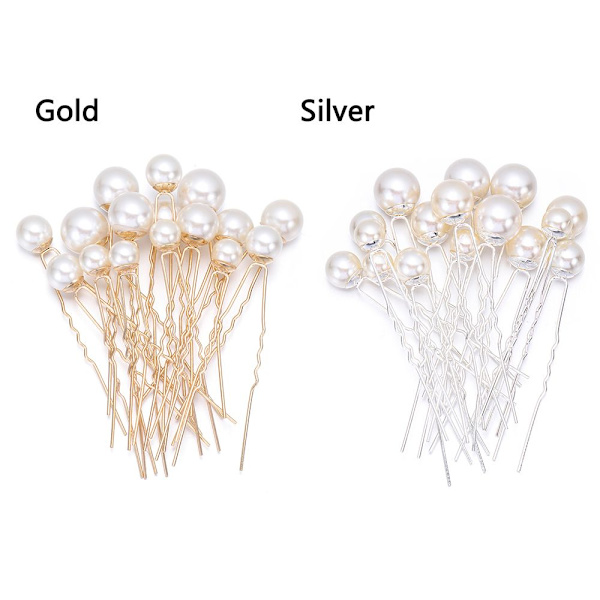 16 st/pack Pearl hårnålar U-form hårklämma GULD - on stock