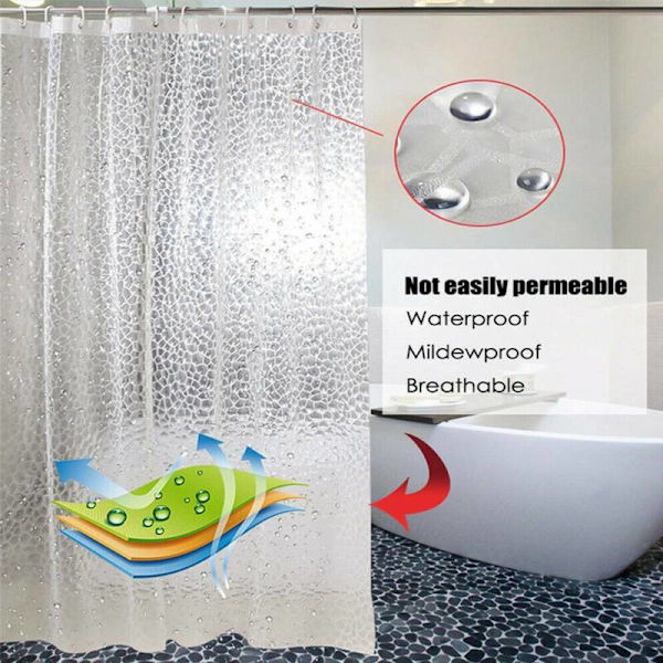 Duschdraperi Vattentät 3D Water Cube Clear Badrum - on stock