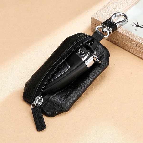 Nahkainen avainlaukku naisille Car Butler Keychain Pieni laukku vetoketjulla Vedenpitävä avainlompakko - varastossa