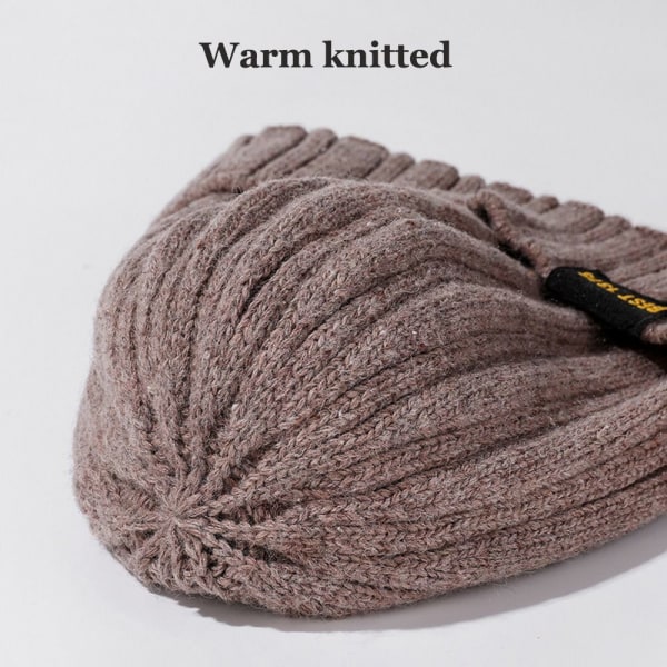 Fleece Warm Knitted Hat Cuff Knitted Beanie DARK GREY - varastossa dark grey
