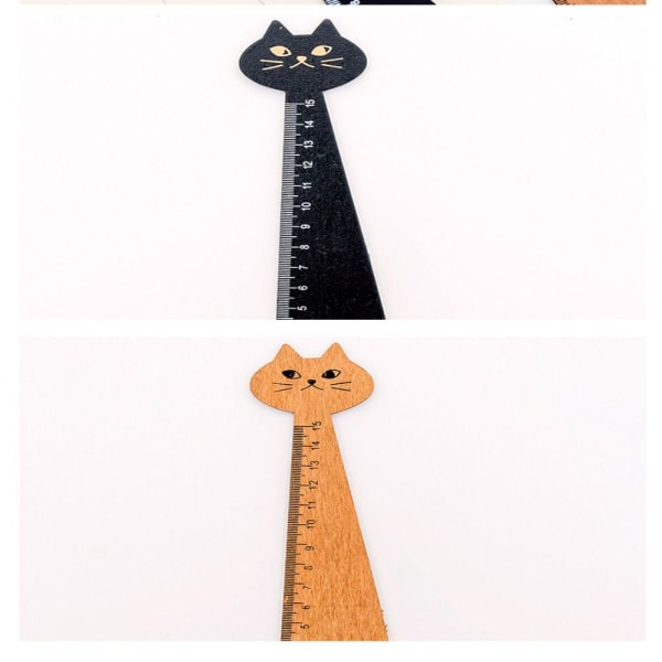 5ST Cat Shape Linjal Djur Rak Linjal SVART - high quality Black