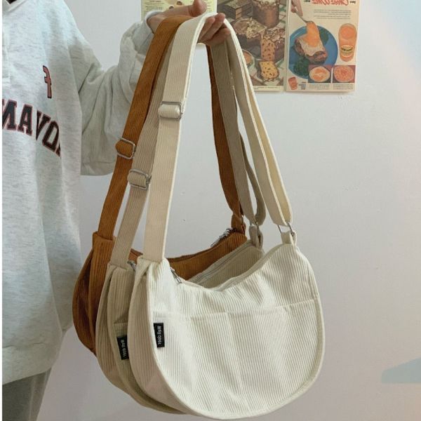 Canvas axelväska Crossbody väska VIT - high quality white