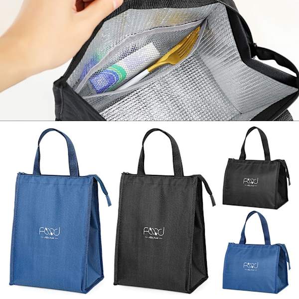 Isolerad Thermal Bag Kylväska Lunchväska SVART LARGE - high quality black large