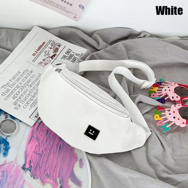 Naisten Fanny Pack Vyötärölaukut Canvas Bum Bag WHITE - spot-ale white