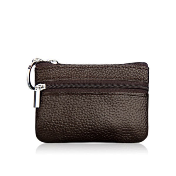 Kvinnor Läder Mynt Kort Nyckelring Plånbok Pouch Mini Handväska - on stock brown