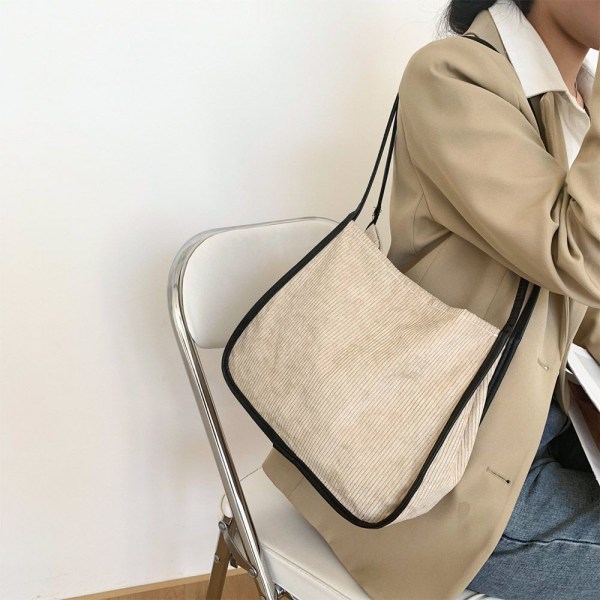 Kvinnor Corduroy Axelväskor Mjuk plysch Handväskor - spot sales brown
