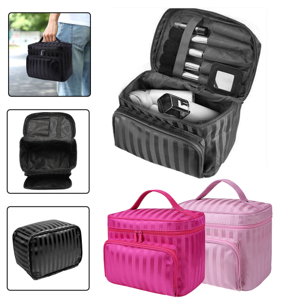 Vikbar resesminkförvaringsväska Vattentät Stripe Organizer - on stock rose red